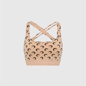 Marine Serre Beige Moon Pattern Sports Bra